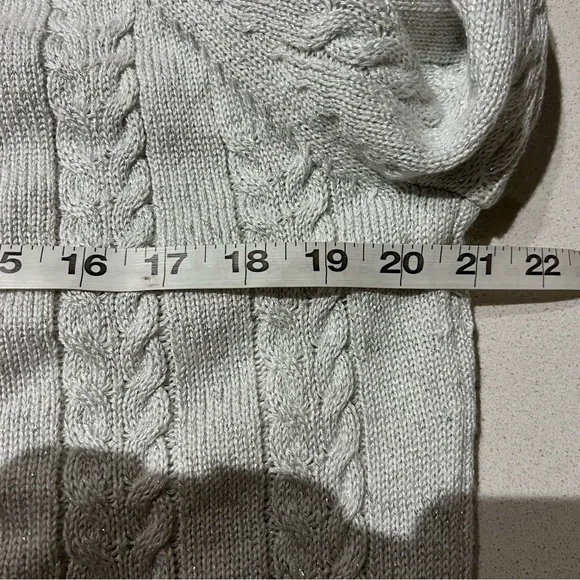 Athleta Crossroads Crew Sweater In Bright White Metallic Cable Knit H - Picture 11 of 12